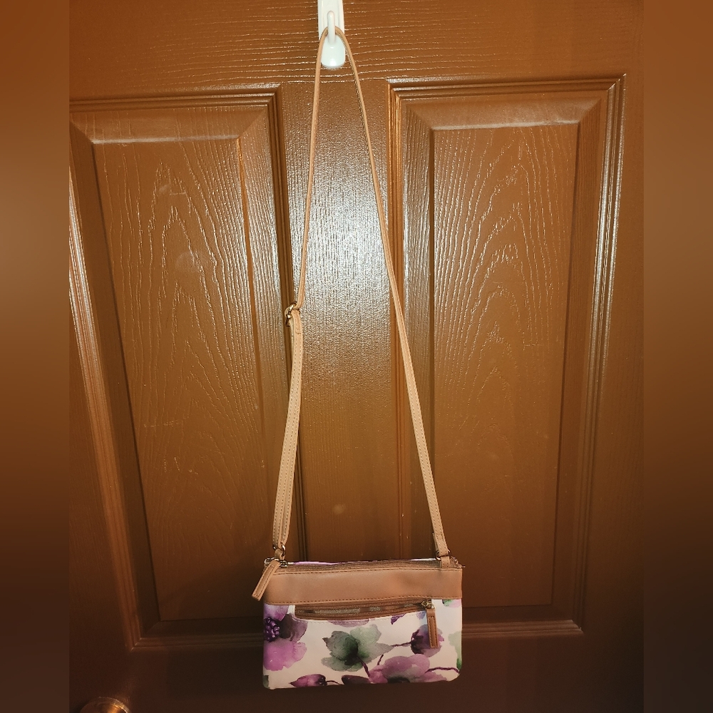 Floral Crossbody Bag - Purple and Green